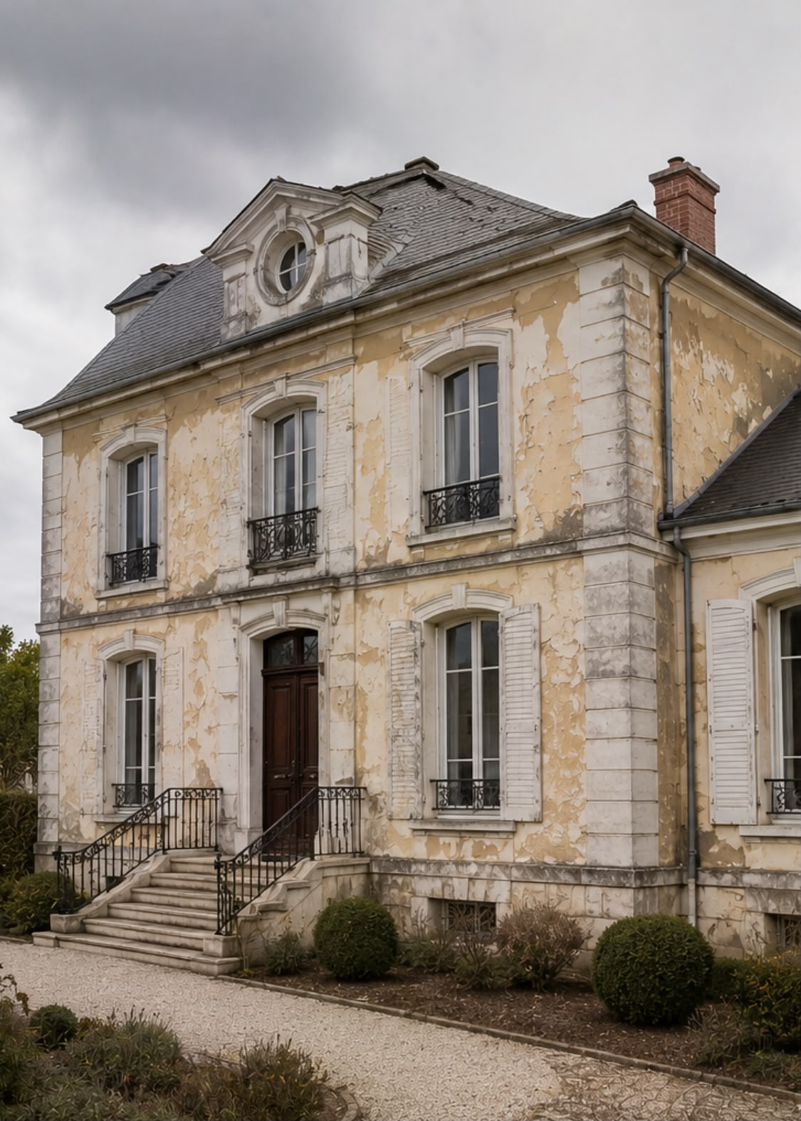Façade avant application de peinture extérieure